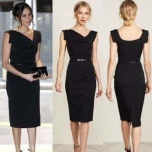Black Halo Jackie O Sheath Dress Midi Asymmetrical